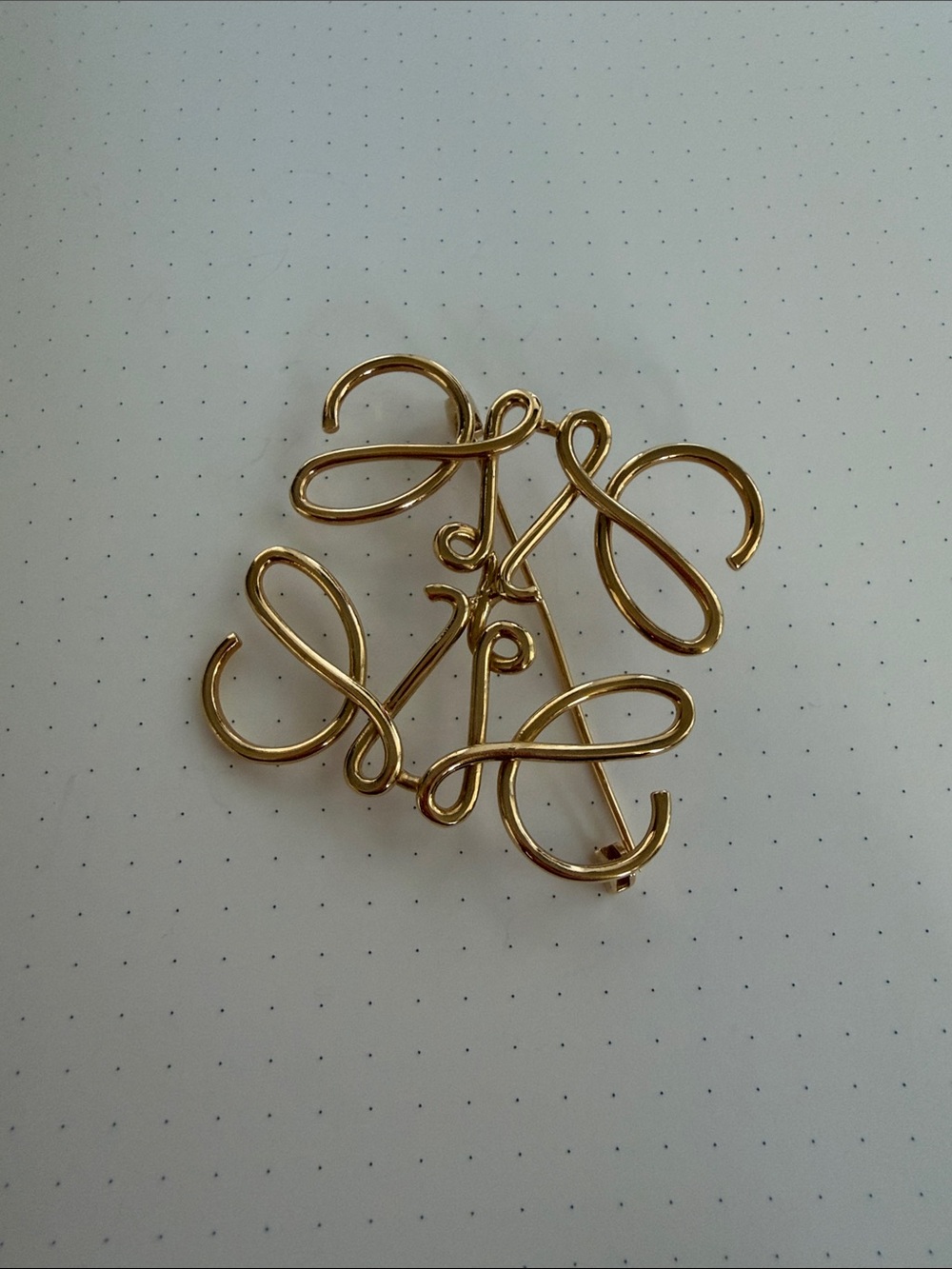 Loewe Gold Script Monogram Brooch Pin